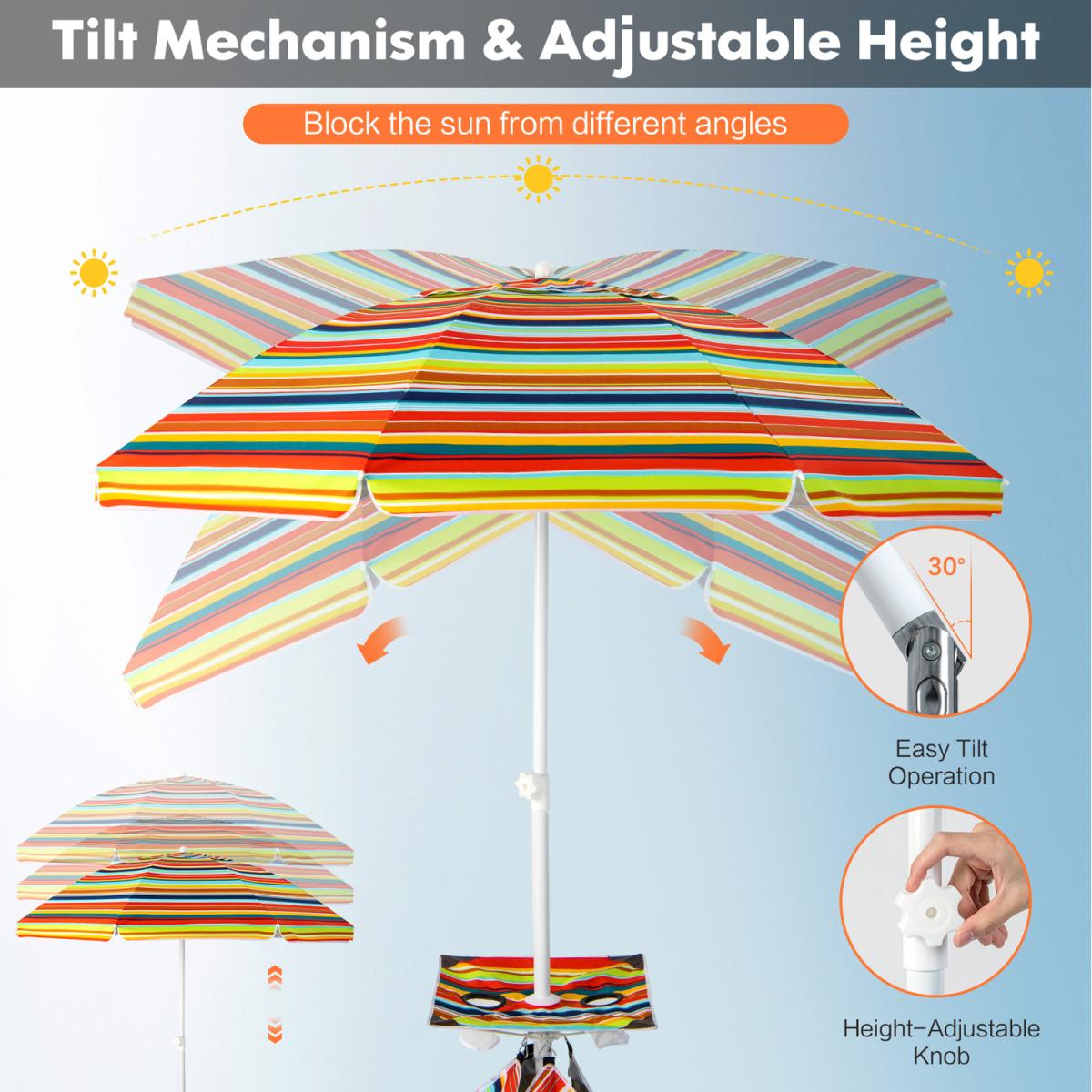 2m Beach Umbrella Multicolour - Multicolour – image 5