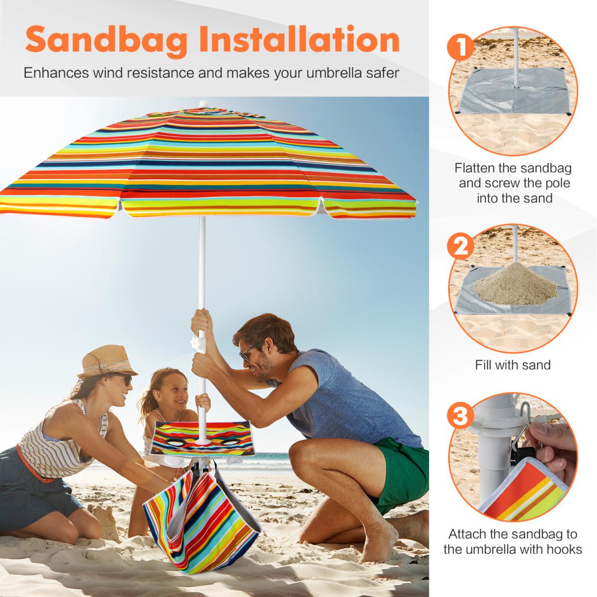 2m Beach Umbrella Multicolour - Multicolour – image 6
