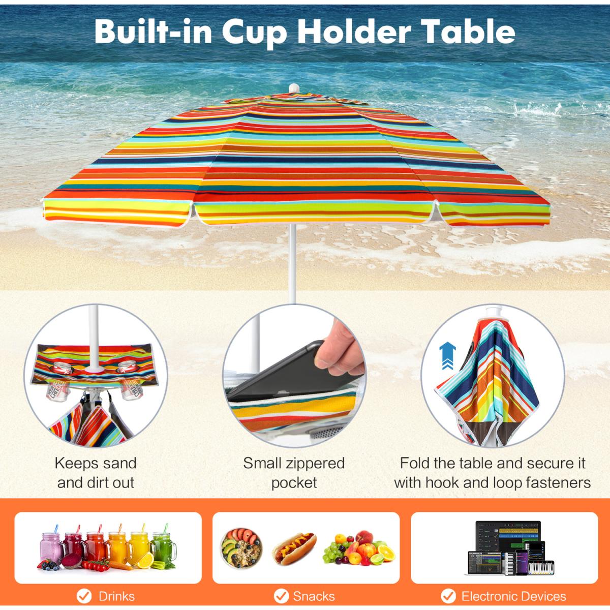 2m Beach Umbrella Multicolour - Multicolour – image 7