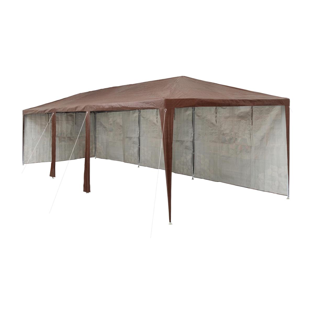 Gazebo Log Cabin 9x3m With 8 Side Panels - Brown – image 1