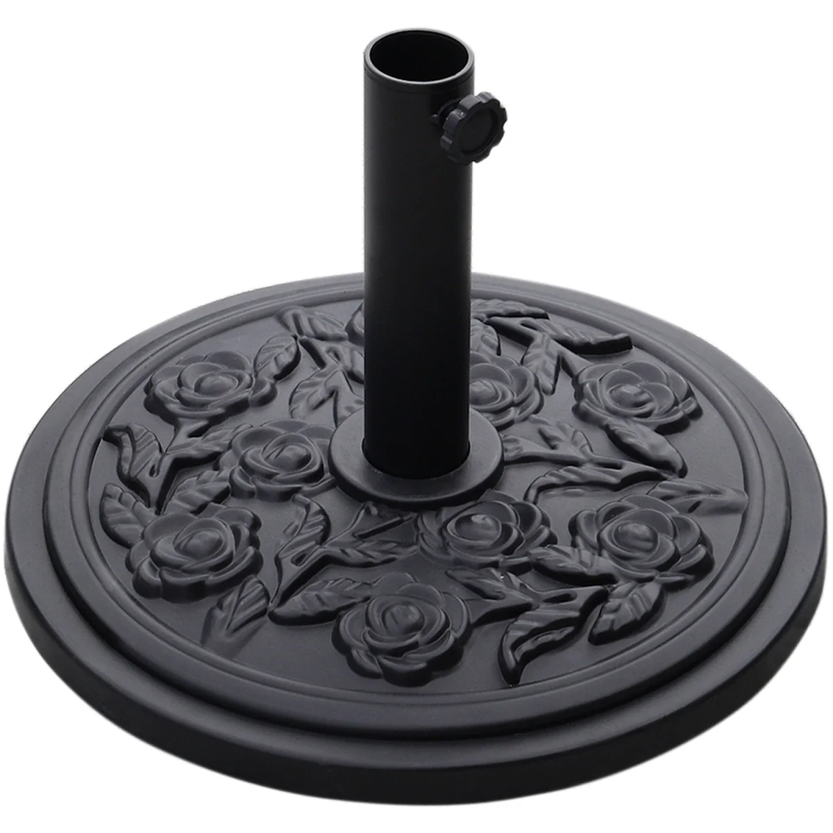 Plastic and Cement Parasol Base - Black / Vine Motif – image 5