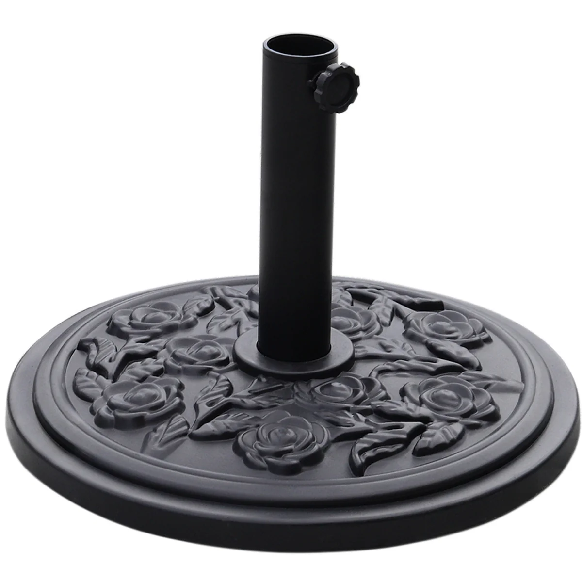 Plastic and Cement Parasol Base - Black / Vine Motif – image 6