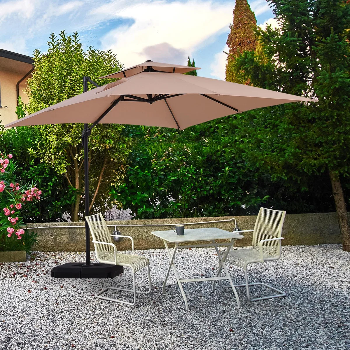 360 Degree Cantilever Umbrella - Beige – image 7