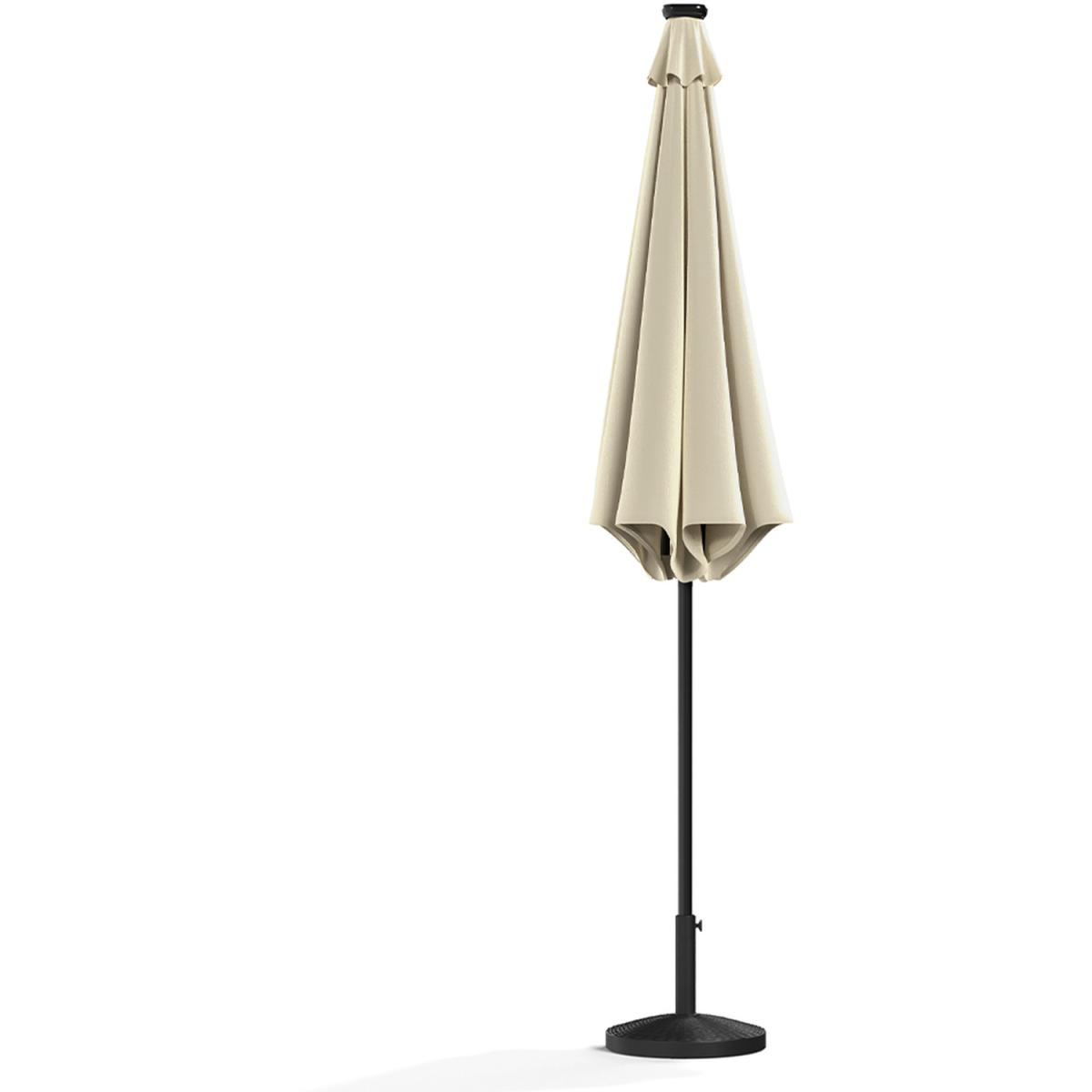 LED Strips Garden Parasol With Round Base - Beige – image 5
