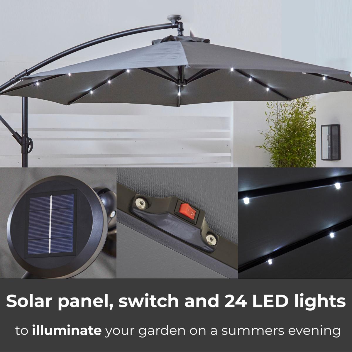 Neo 3M Freestanding Parasol with Led Lights - Grey – image 3