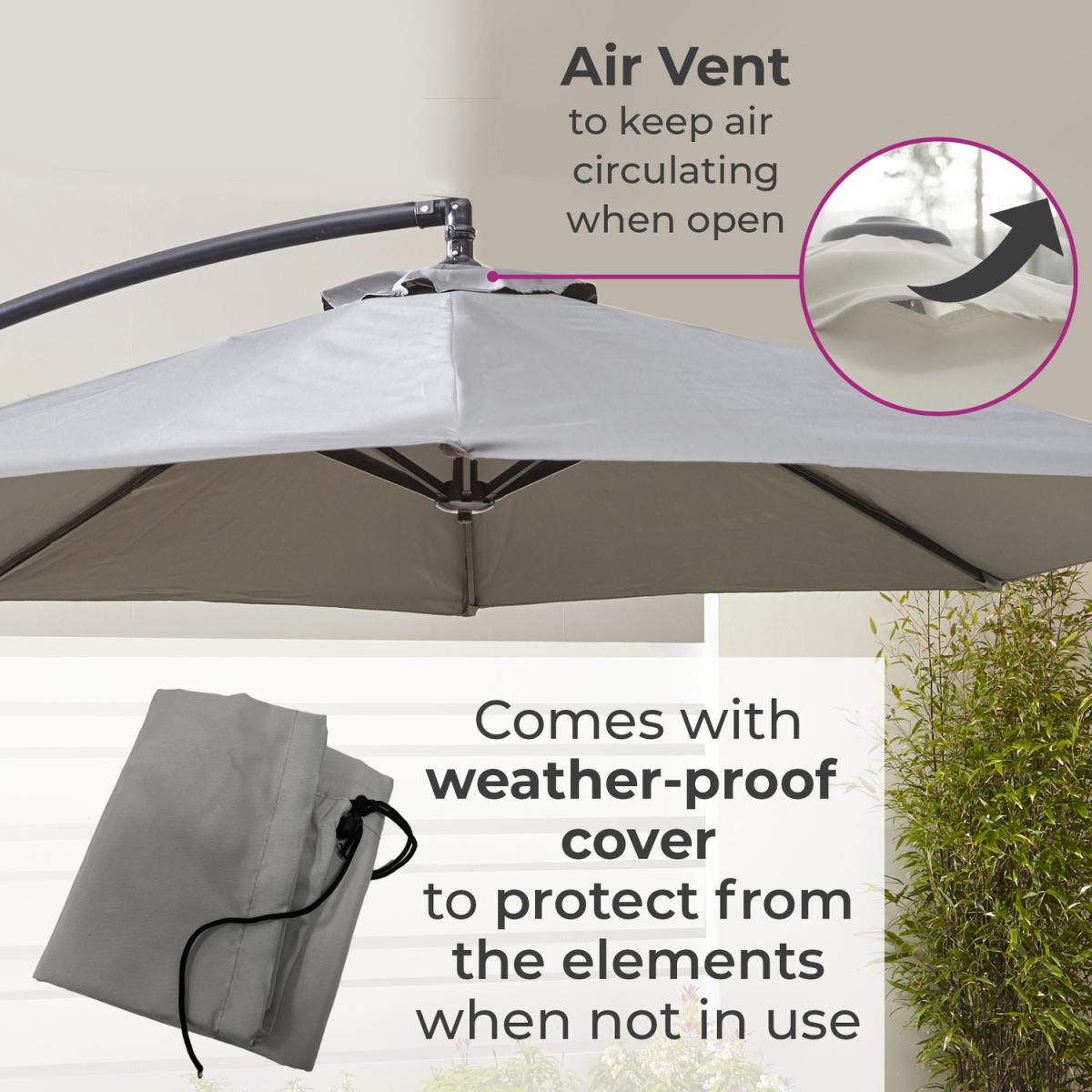 Neo 3M Freestanding Parasol with Led Lights - Grey – image 7