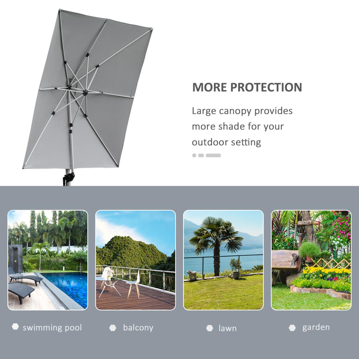 3 x 3(m) Cantilever Roma Parasol - Light Grey – image 12