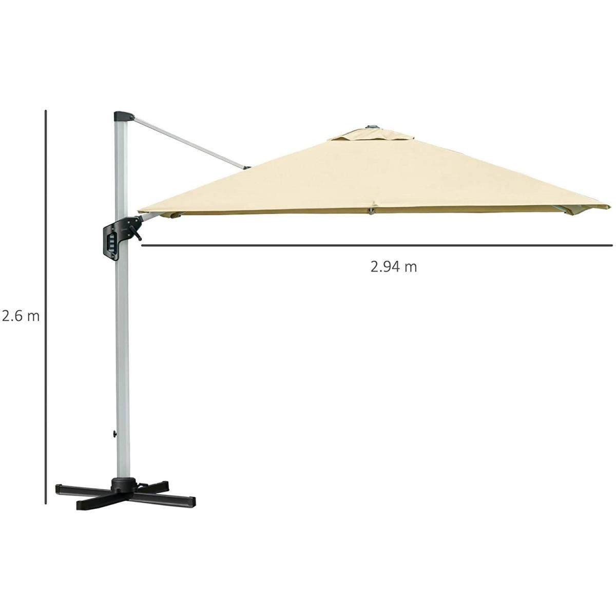 3 x 3(m) Cantilever Roma Parasol - Light Grey – image 17