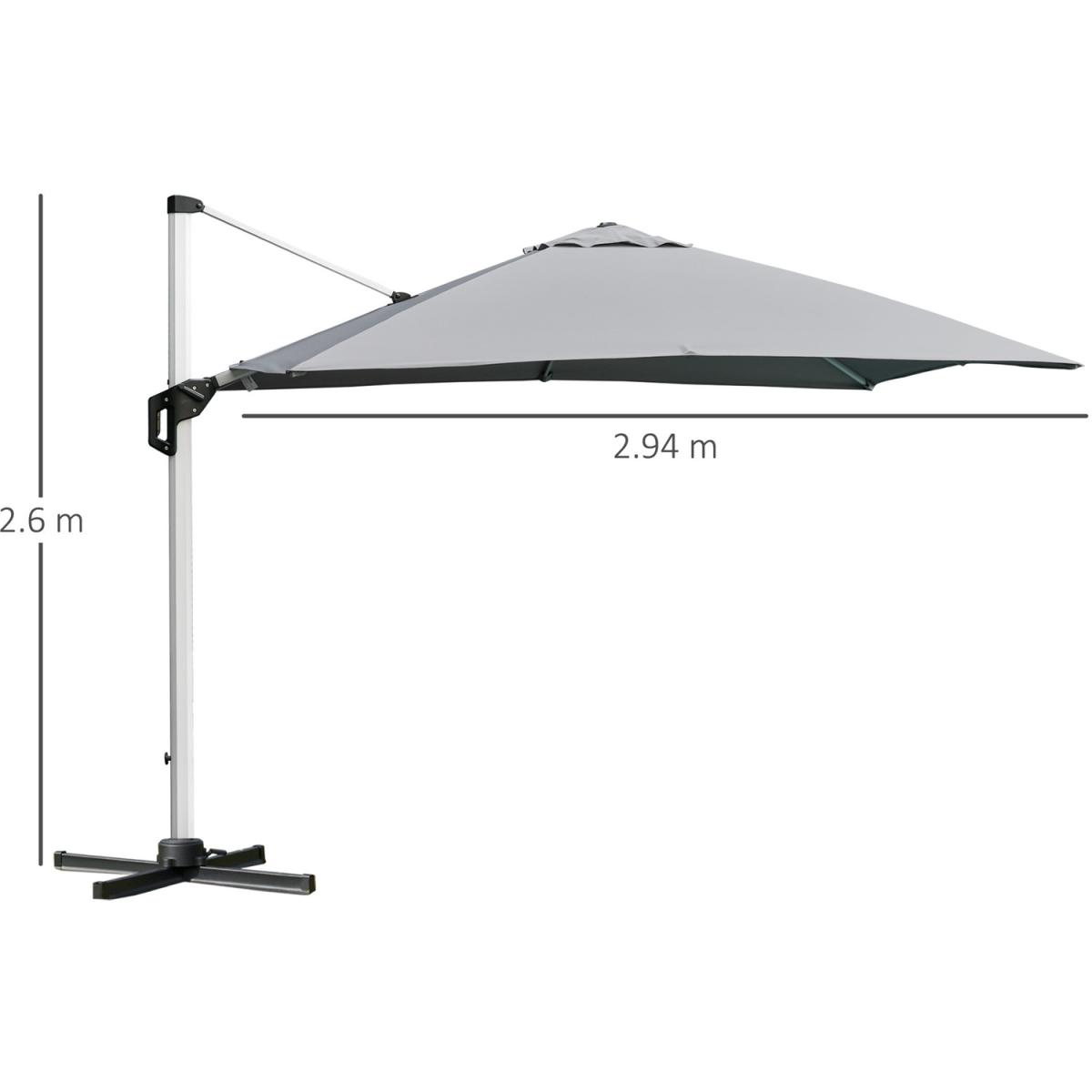3 x 3(m) Cantilever Roma Parasol - Light Grey – image 18
