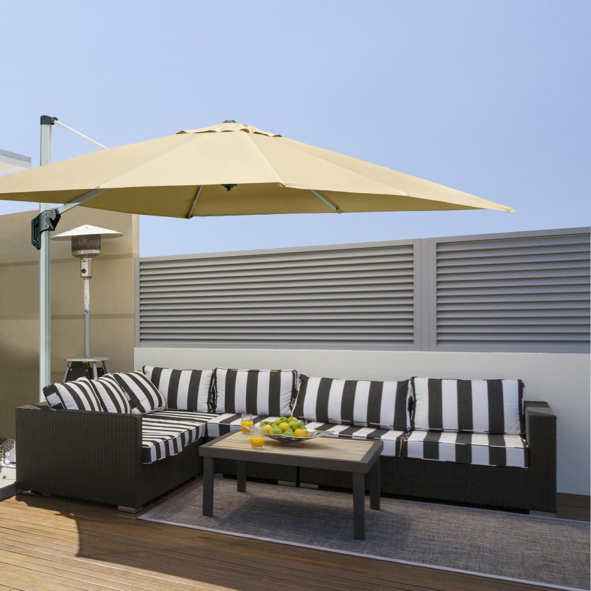 3 x 3(m) Cantilever Roma Parasol - Light Grey – image 8