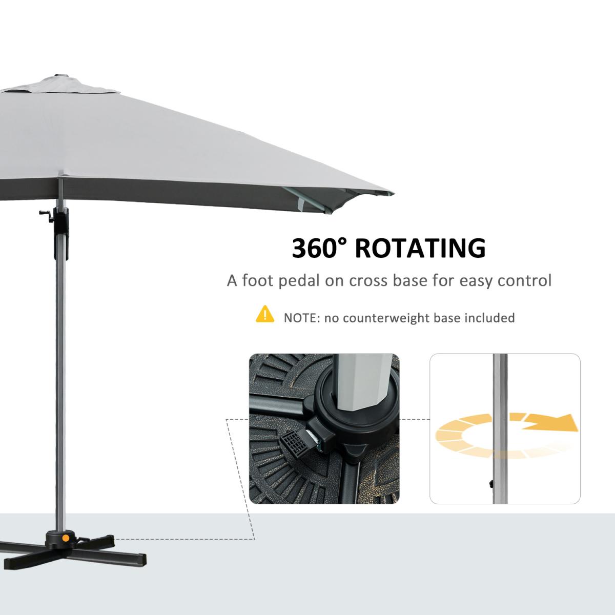 3 x 3(m) Cantilever Roma Parasol - Light Grey – image 10