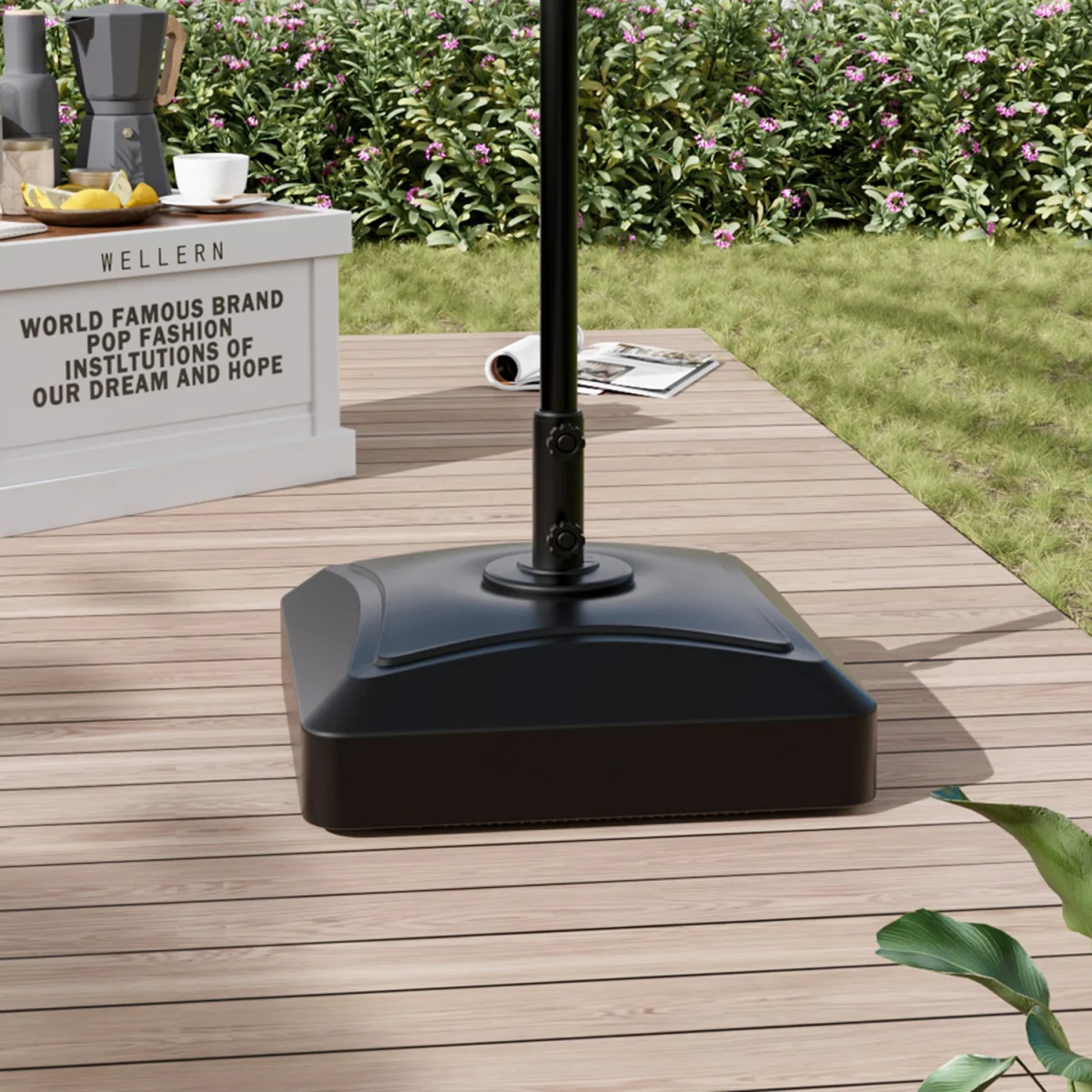 Water and Sand Filled Parasol Base with Wheels - Black / B – image 2