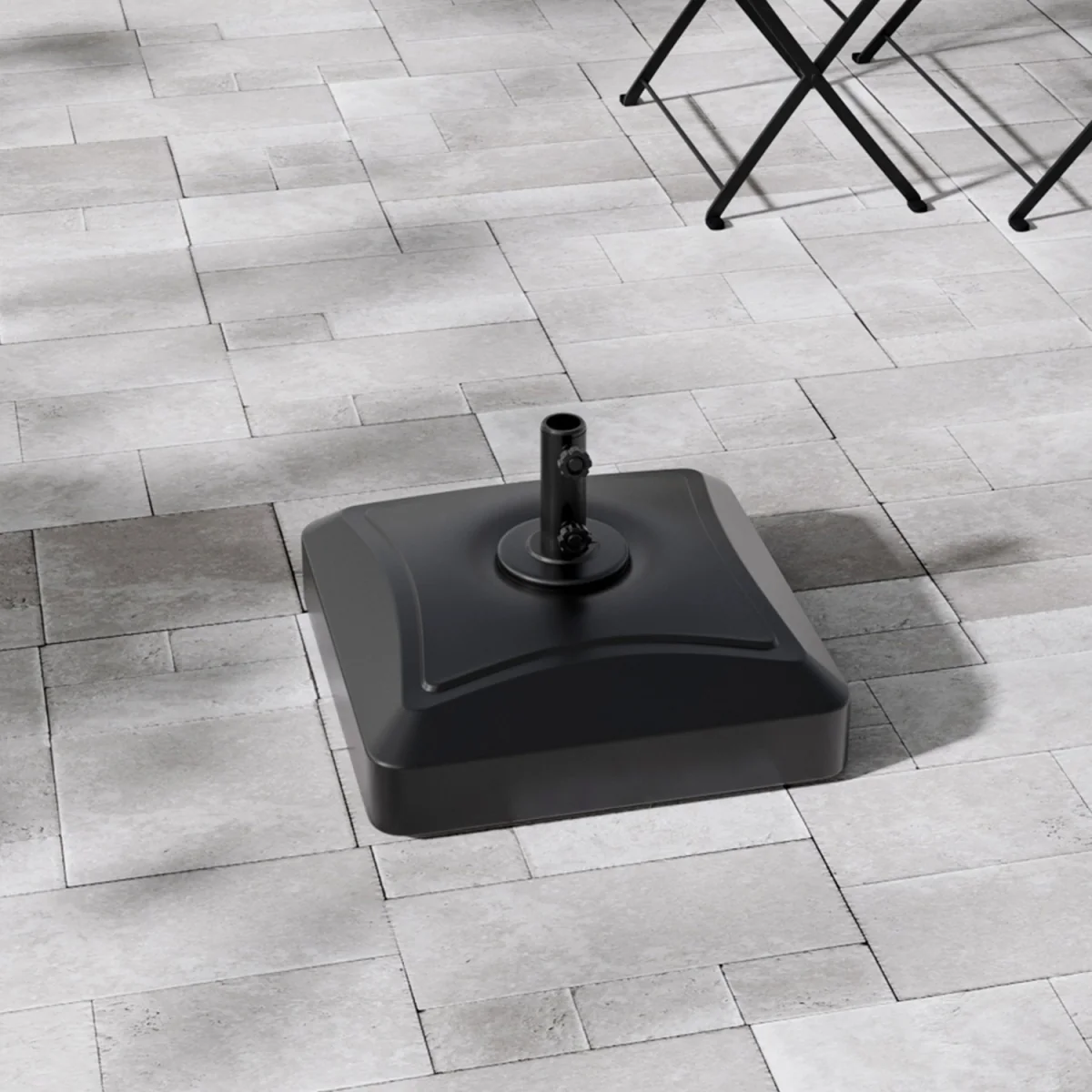 Water and Sand Filled Parasol Base with Wheels - Black / B – image 1