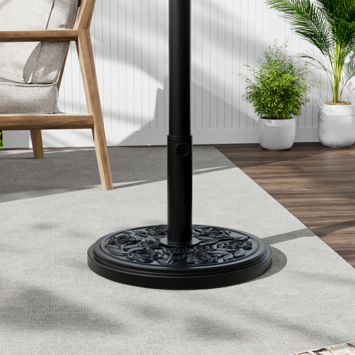 HomeScape Freestanding Parasol Base with Floral Pattern - Black – image 6