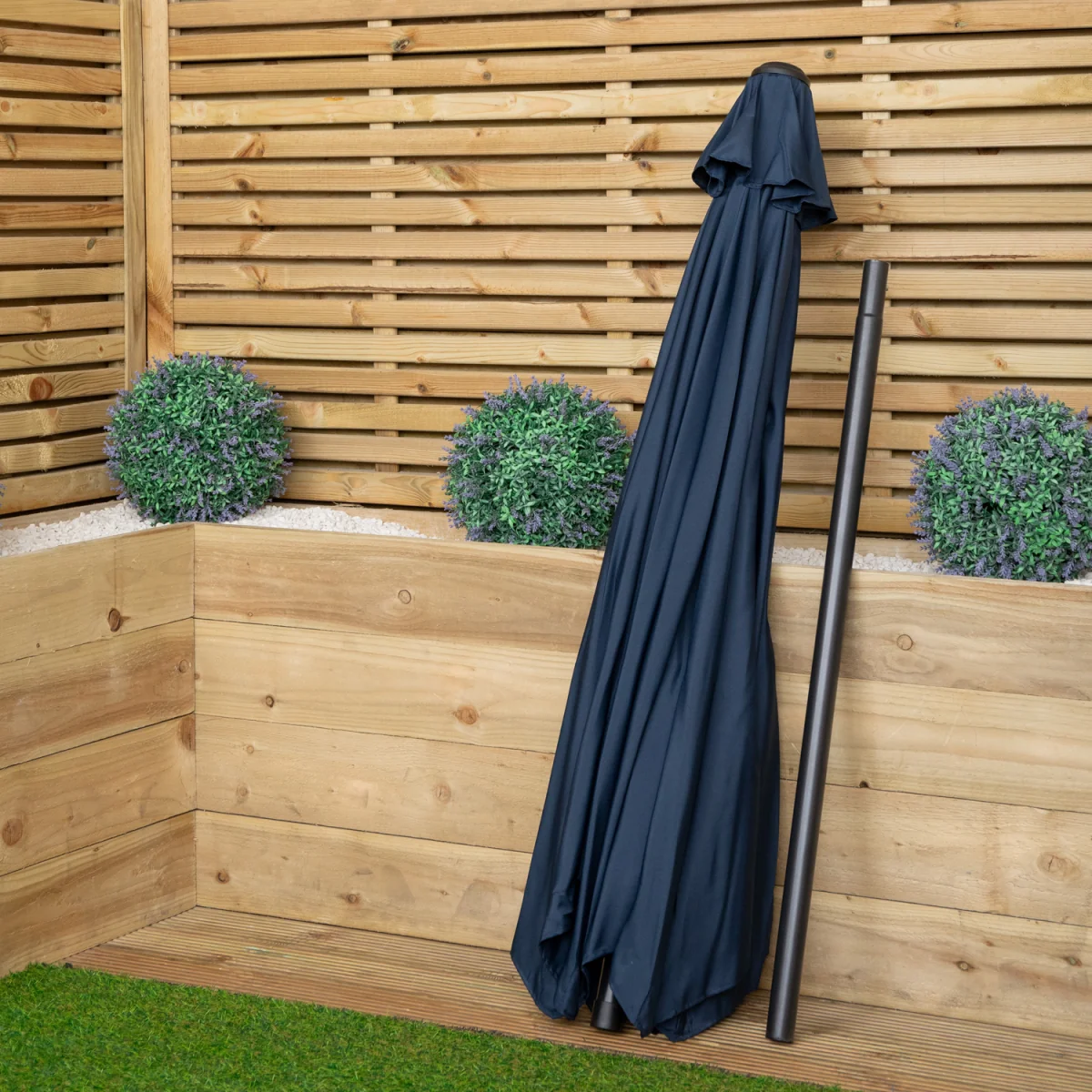 Samuel Alexander 2.7m Havana Garden Patio Parasol with Crank Handle and Cover in Blue - Blue – image 2