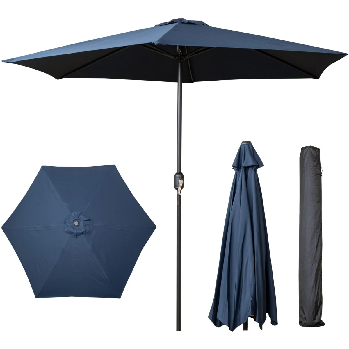 Samuel Alexander 2.7m Havana Garden Patio Parasol with Crank Handle and Cover in Blue - Blue – image 11