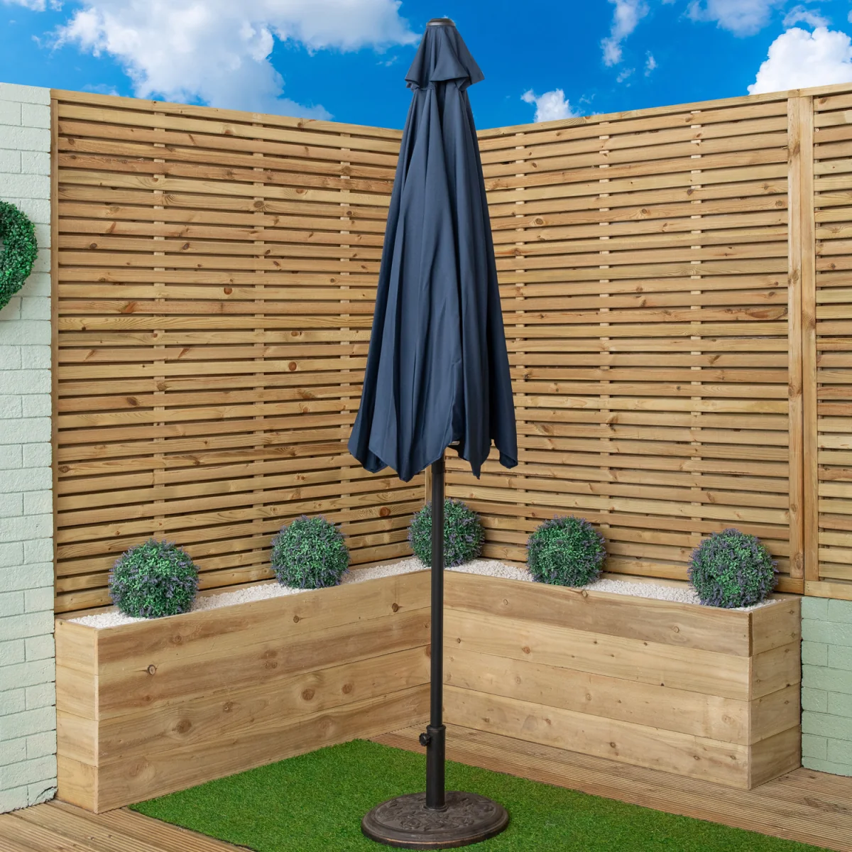 Samuel Alexander 2.7m Havana Garden Patio Parasol with Crank Handle and Cover in Blue - Blue – image 3