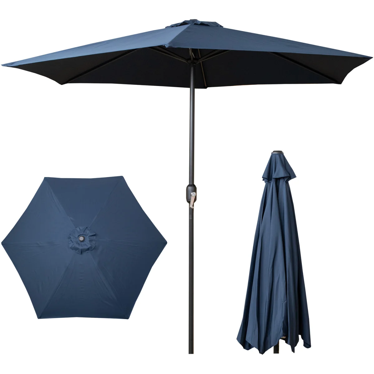 Samuel Alexander 2.7m Havana Garden Patio Parasol with Crank Handle and Cover in Blue - Blue – image 9