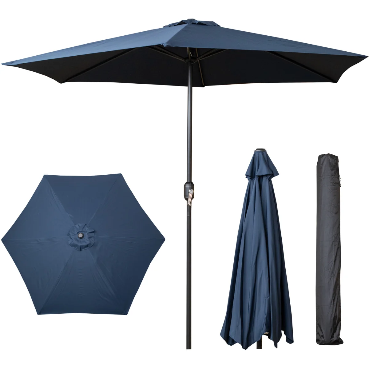 Samuel Alexander 2.7m Havana Garden Patio Parasol with Crank Handle and Cover in Blue - Blue – image 10