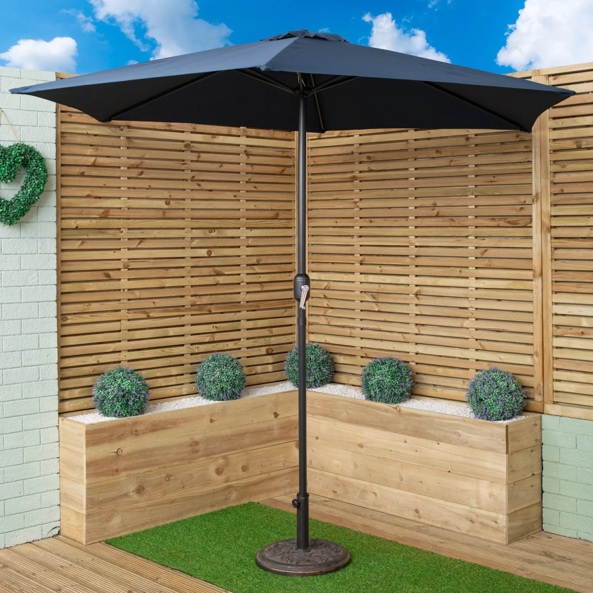 Samuel Alexander 2.7m Havana Garden Patio Parasol with Crank Handle and Cover in Blue - Blue – image 1