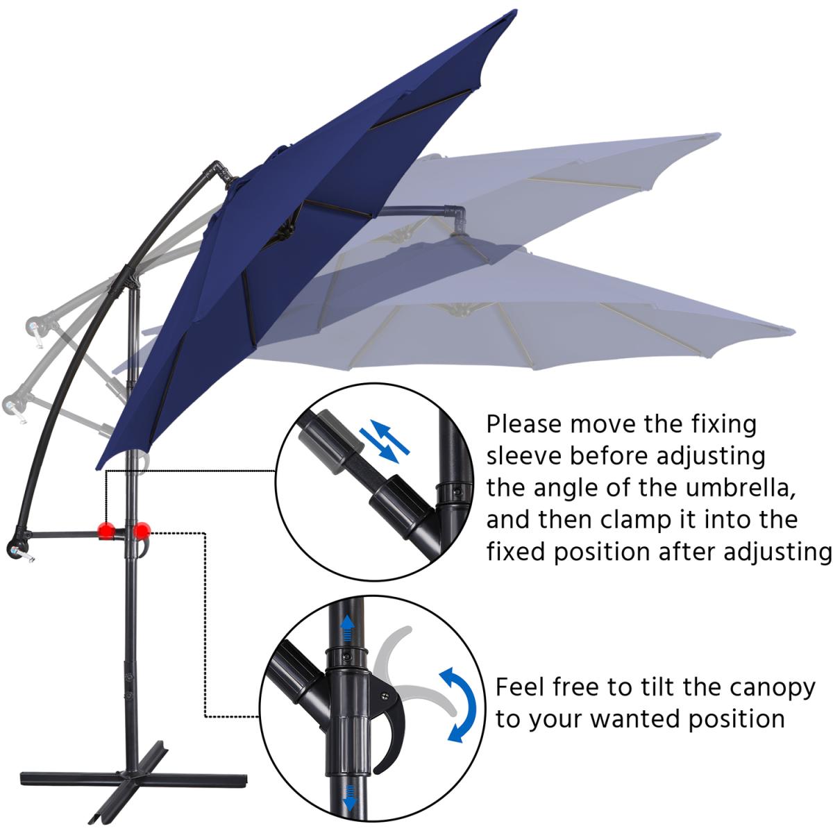9FT Patio Offset Umbrella with Crank - Blue – image 3