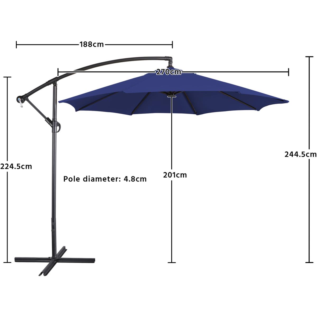 9FT Patio Offset Umbrella with Crank - Blue – image 5