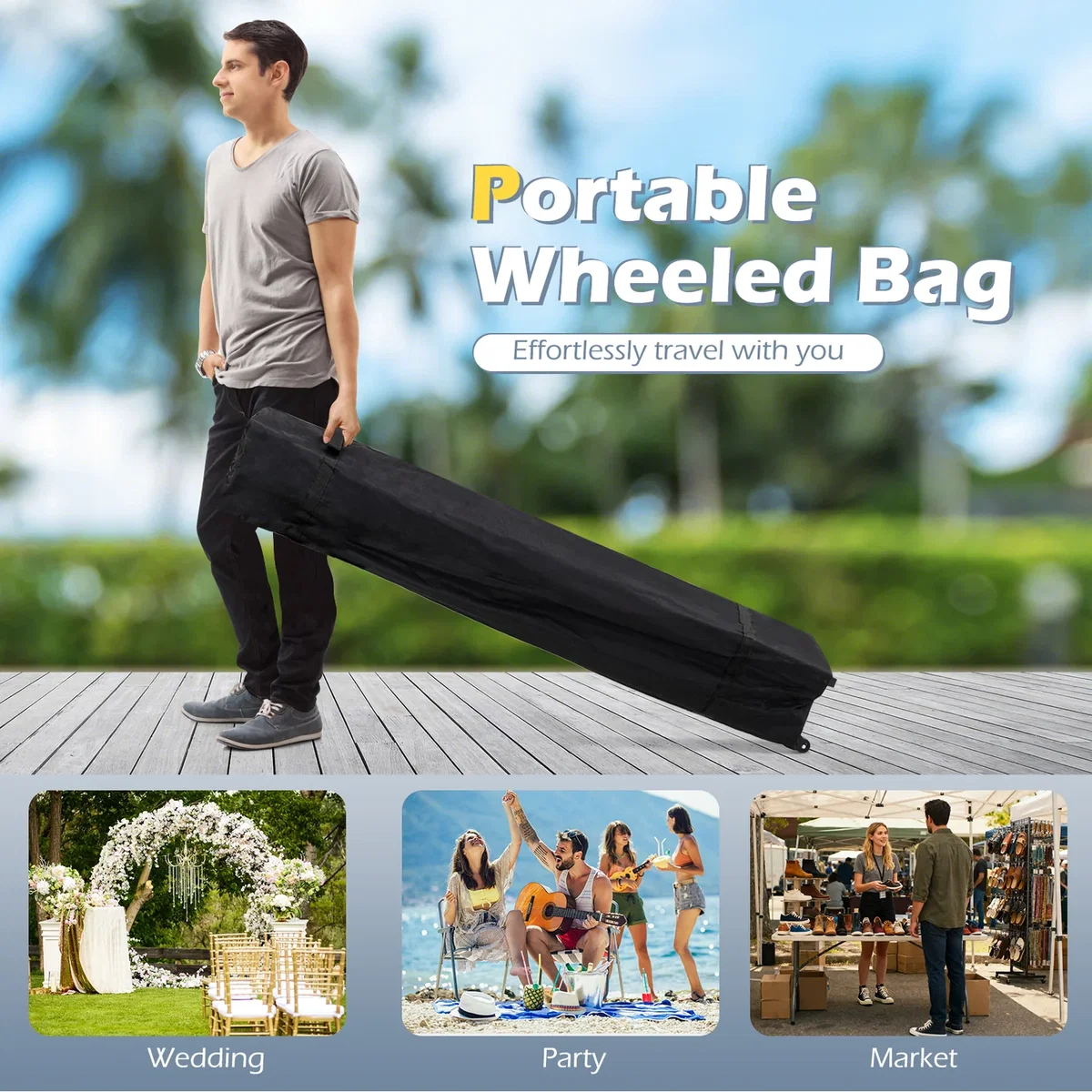 Costway Pop Up Canopy Tent with Removable Sidewalls - White – image 4