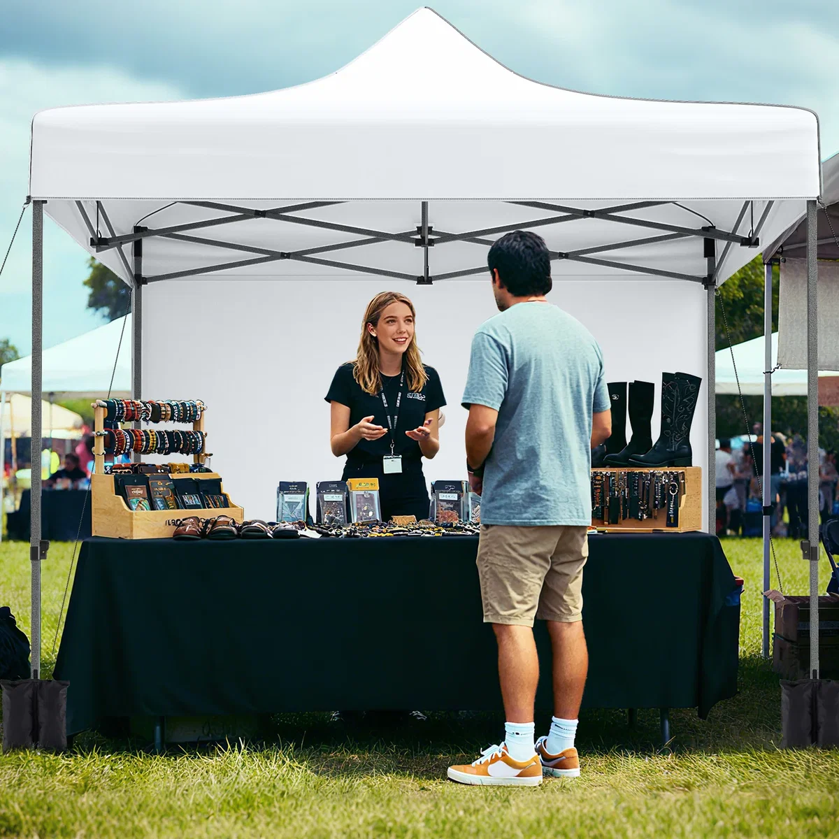 Costway Pop Up Canopy Tent with Removable Sidewalls - White – image 7