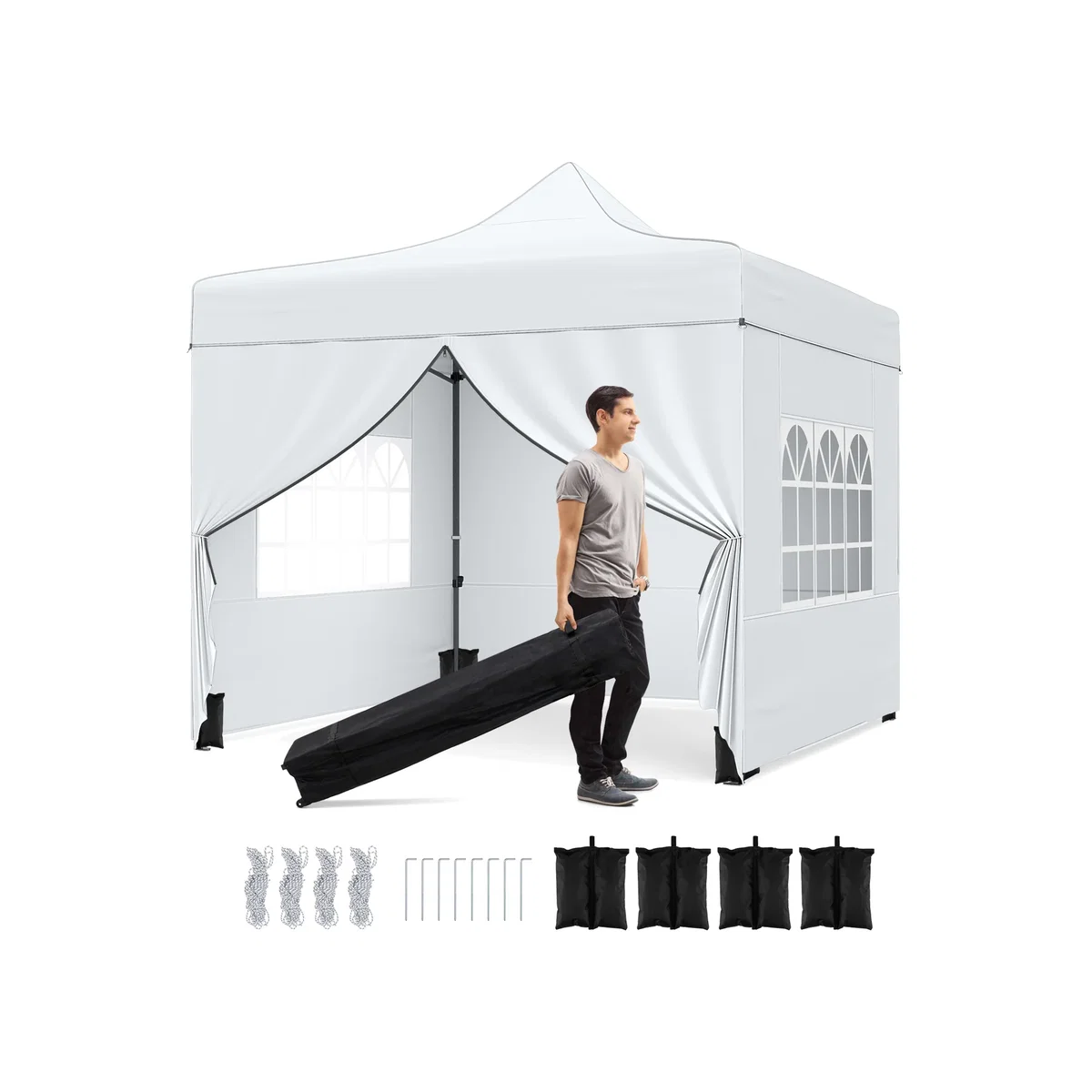 Costway Pop Up Canopy Tent with Removable Sidewalls - White – image 1