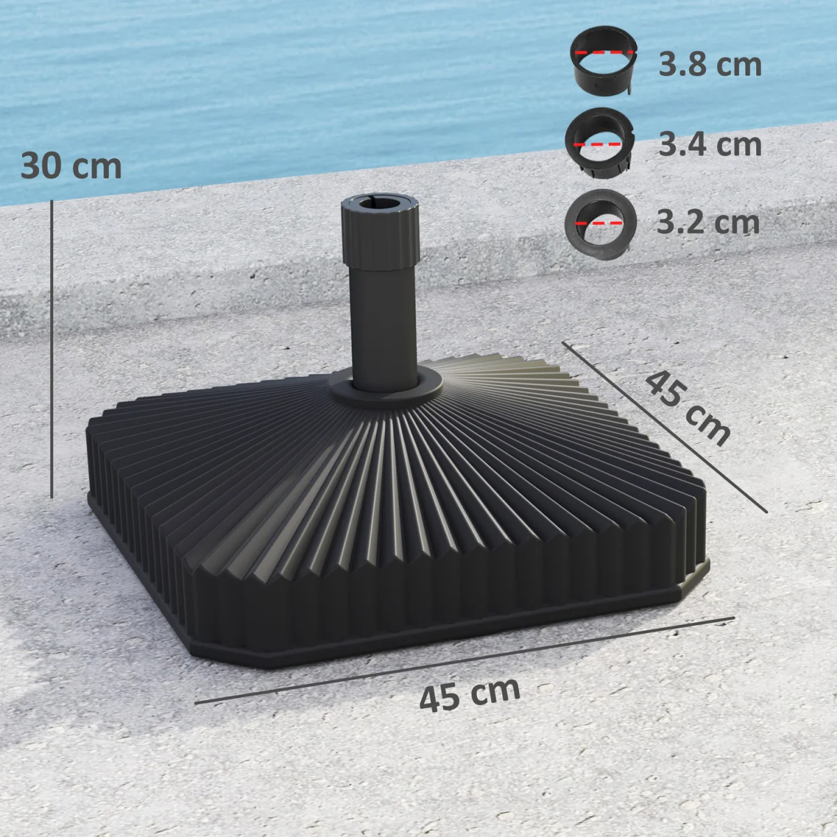 Outsunny Patio Parasol Base Umbrella Stand Sand,Water Filled - Black – image 2