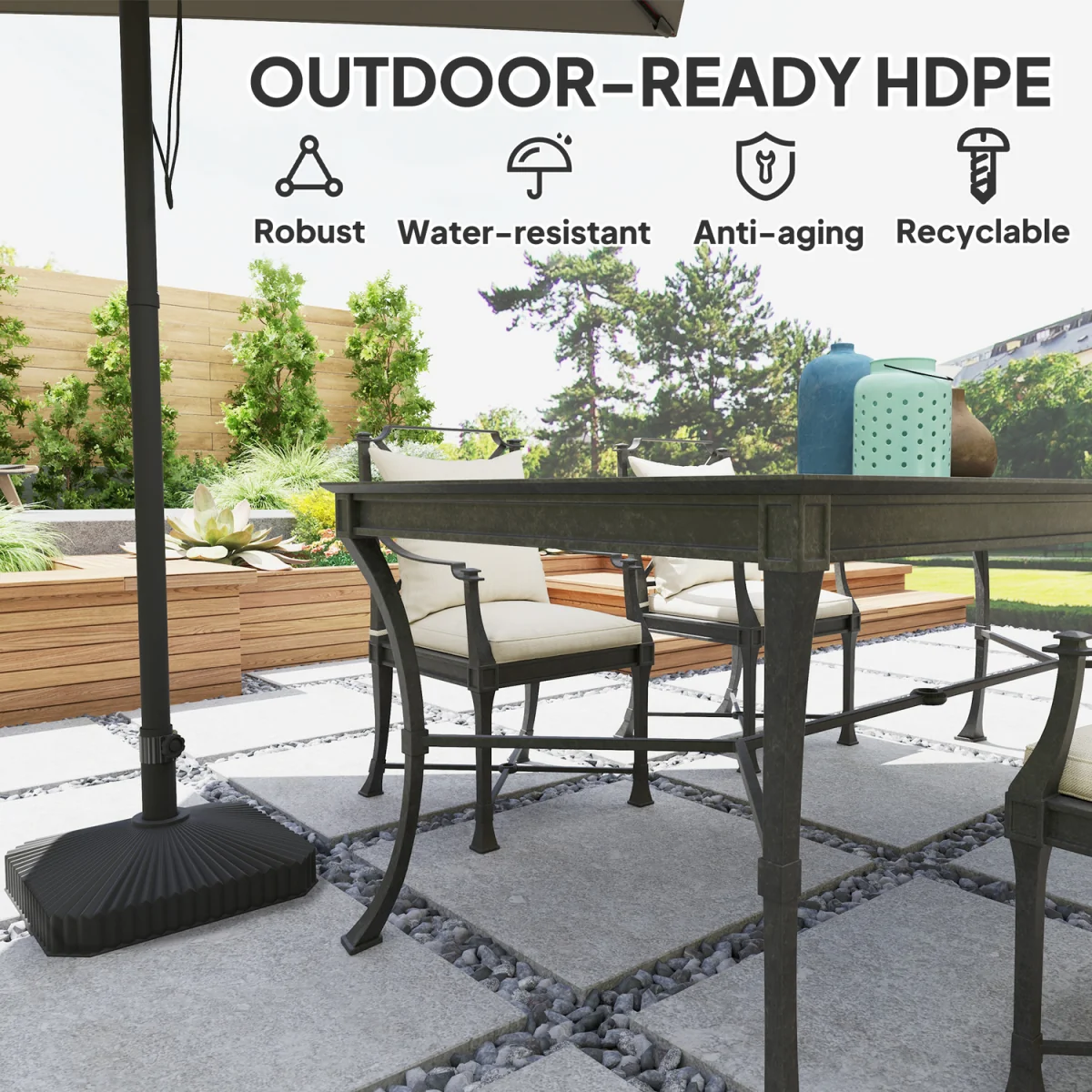Outsunny Patio Parasol Base Umbrella Stand Sand,Water Filled - Black – image 5