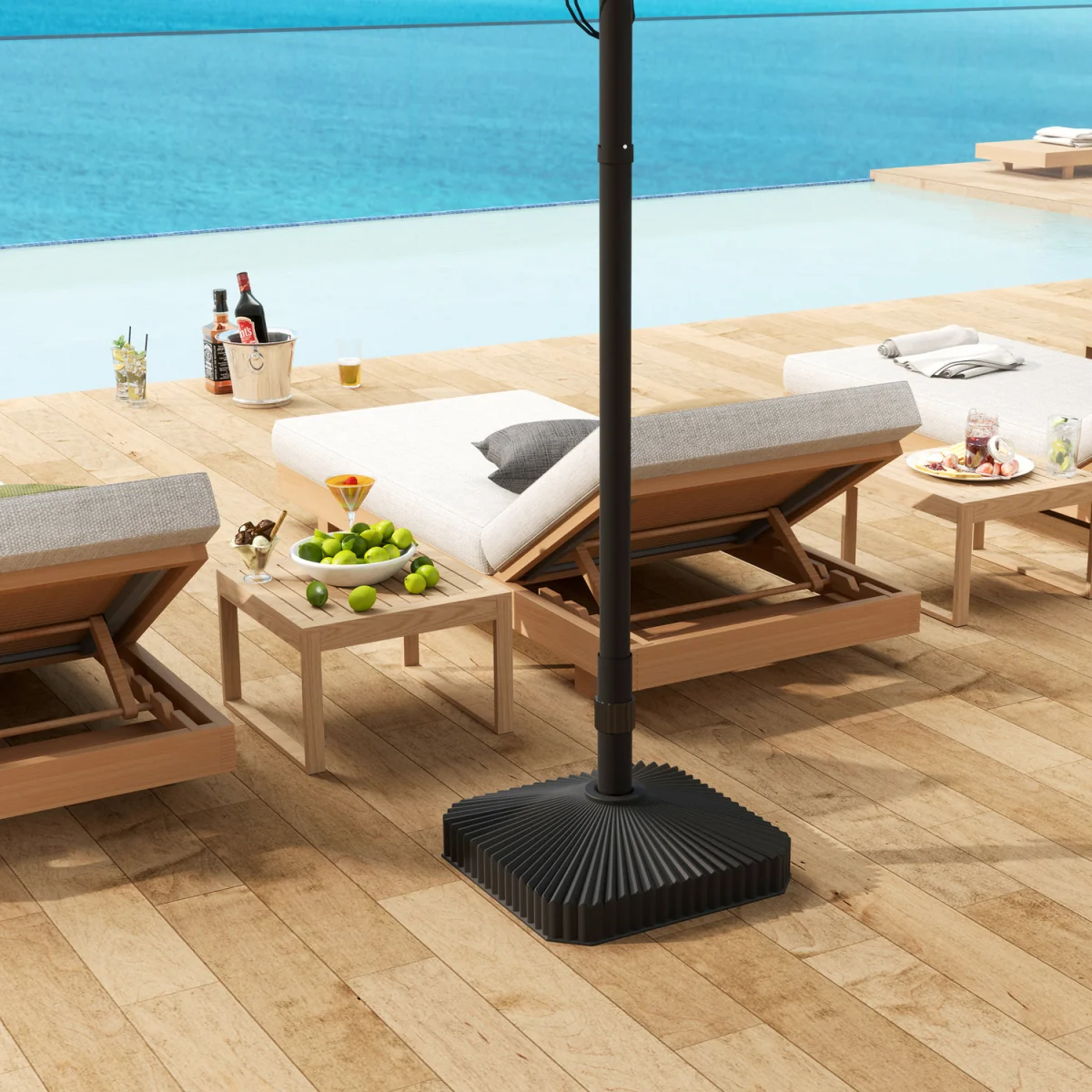 Outsunny Patio Parasol Base Umbrella Stand Sand,Water Filled - Black – image 6