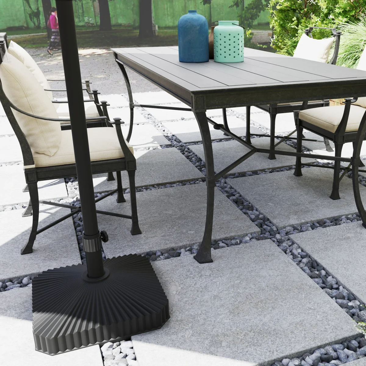 Outsunny Patio Parasol Base Umbrella Stand Sand,Water Filled - Black – image 7