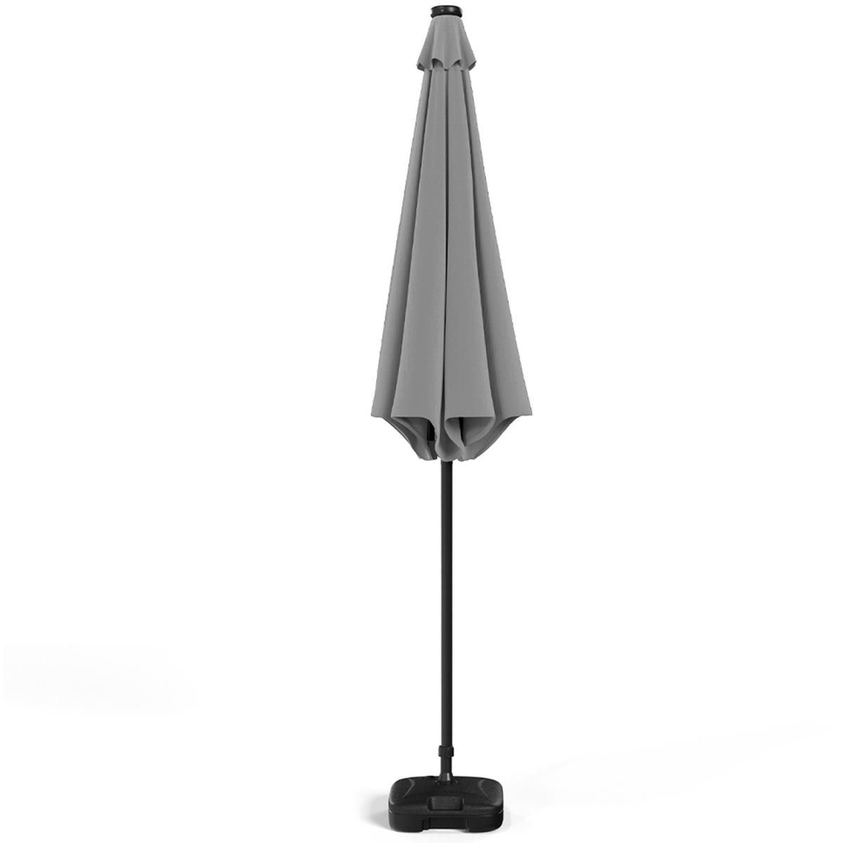 24 Solar Lights Garden Parasol Umbrella with Square Base - Light Grey – image 4