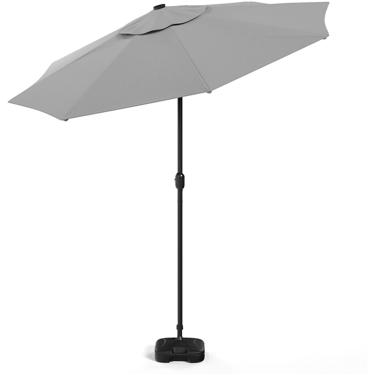 24 Solar Lights Garden Parasol Umbrella with Square Base - Light Grey – image 6