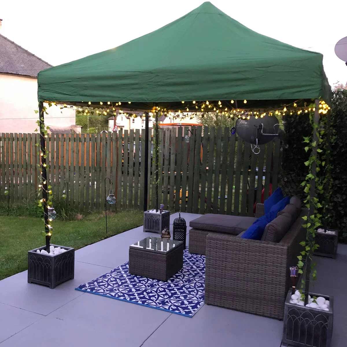 3x3 Pop Up Gazebo - White - Green – image 2