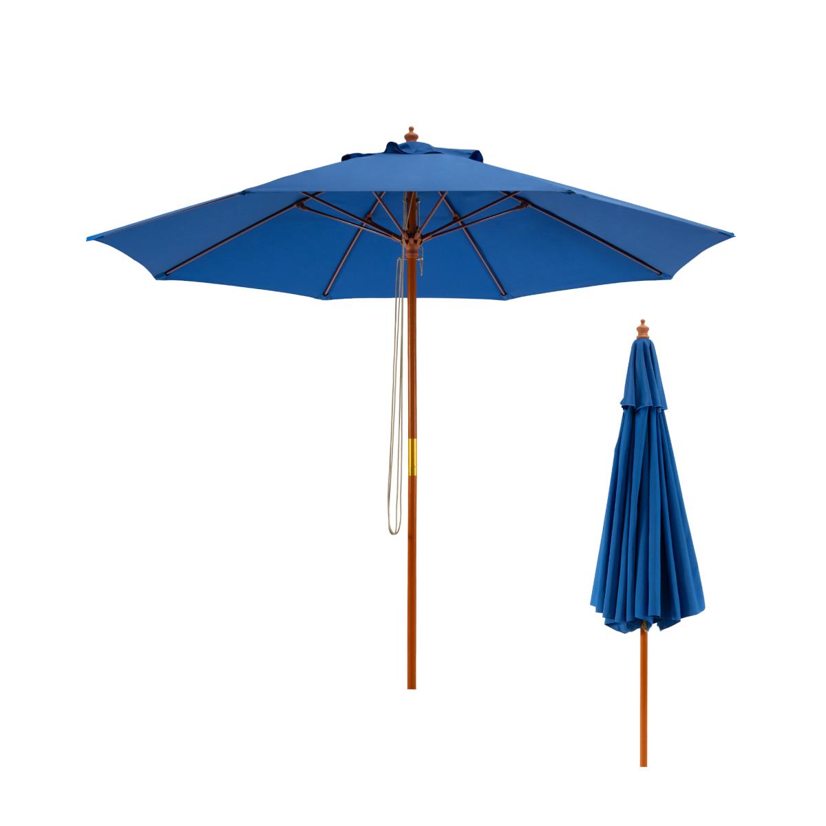 Costway 283CM Pulley Lift Patio Umbrella - Blue