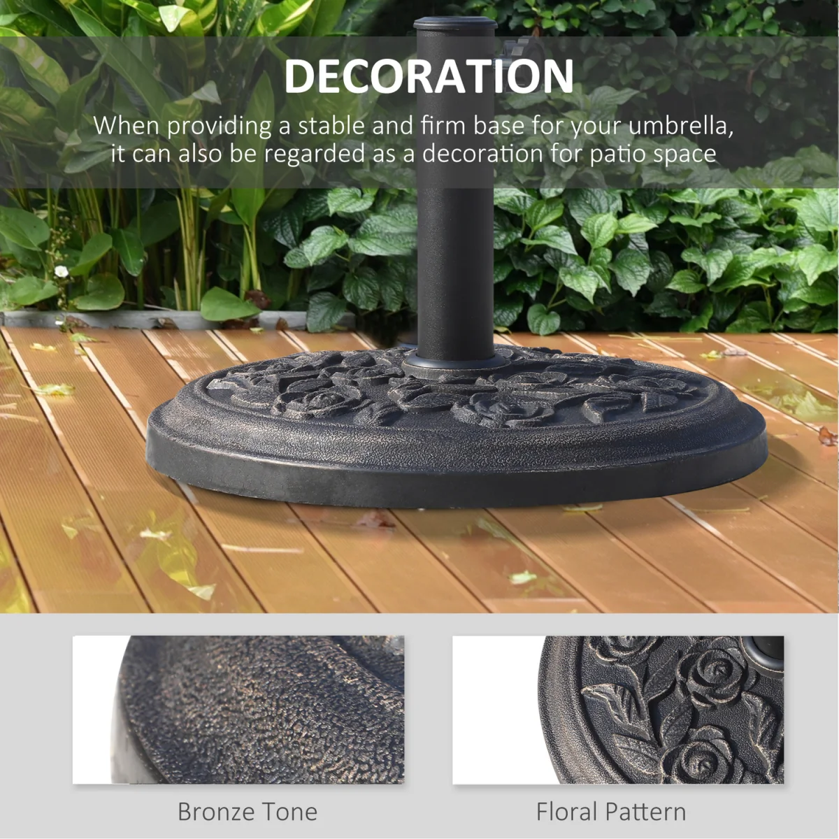 Outsunny 9kg Garden Parasol Base 01-0901 - Bronze Tone – image 3