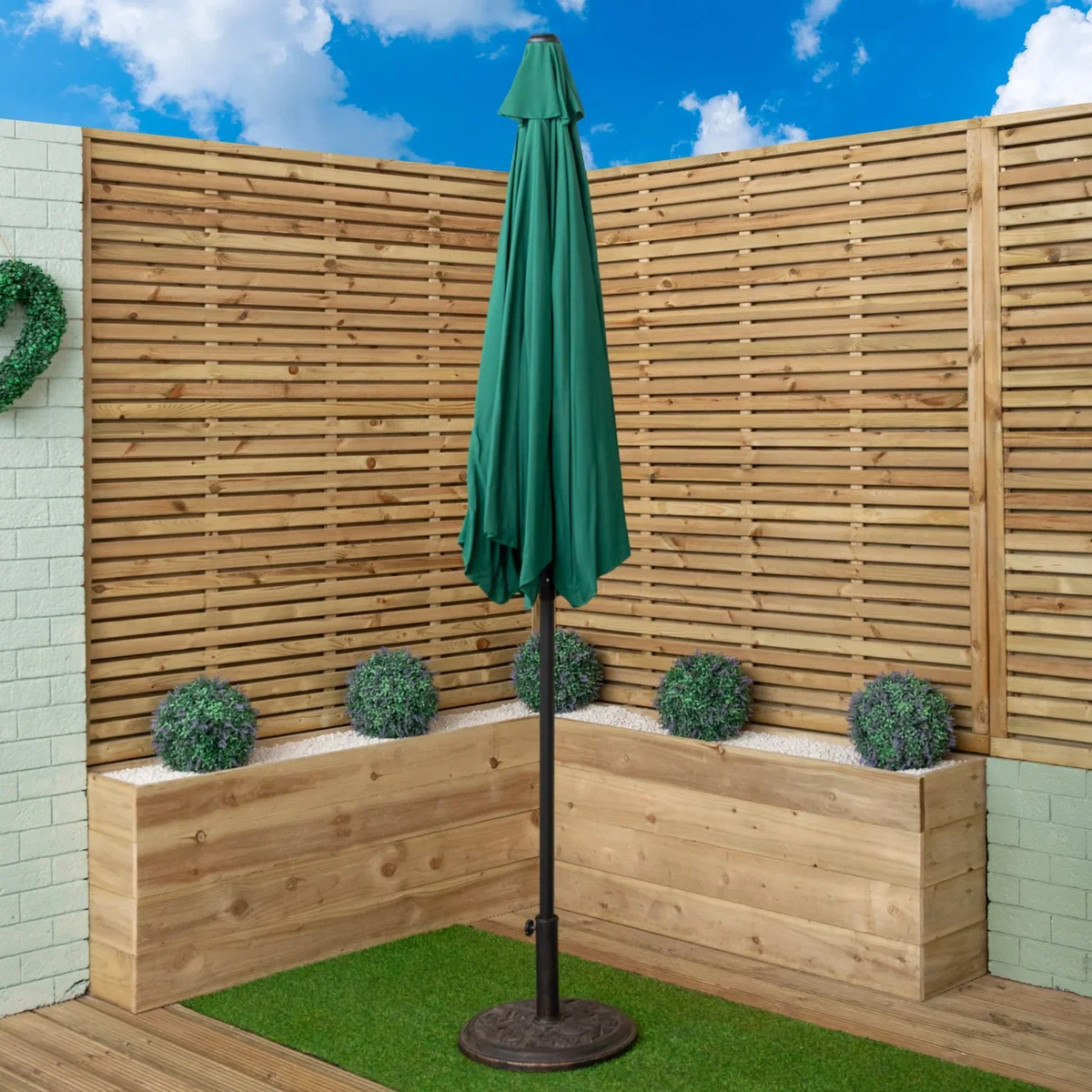 Samuel Alexander 2.7m Havana Garden Patio Parasol with Crank Handle and Cover in Green - Green – image 2