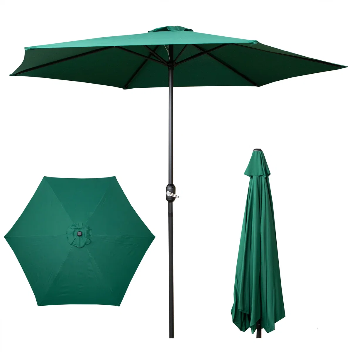 Samuel Alexander 2.7m Havana Garden Patio Parasol with Crank Handle and Cover in Green - Green – image 8