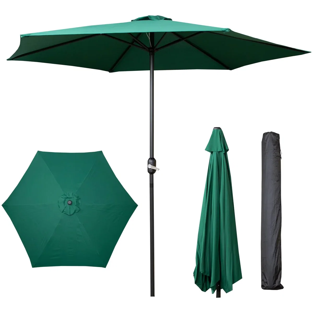 Samuel Alexander 2.7m Havana Garden Patio Parasol with Crank Handle and Cover in Green - Green – image 10