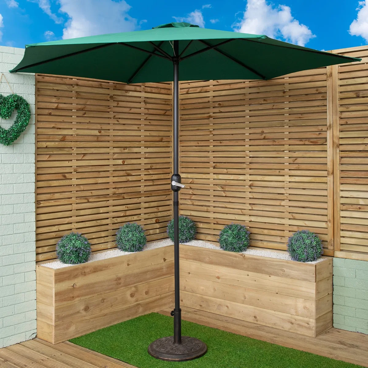 Samuel Alexander 2.7m Havana Garden Patio Parasol with Crank Handle and Cover in Green - Green – image 1