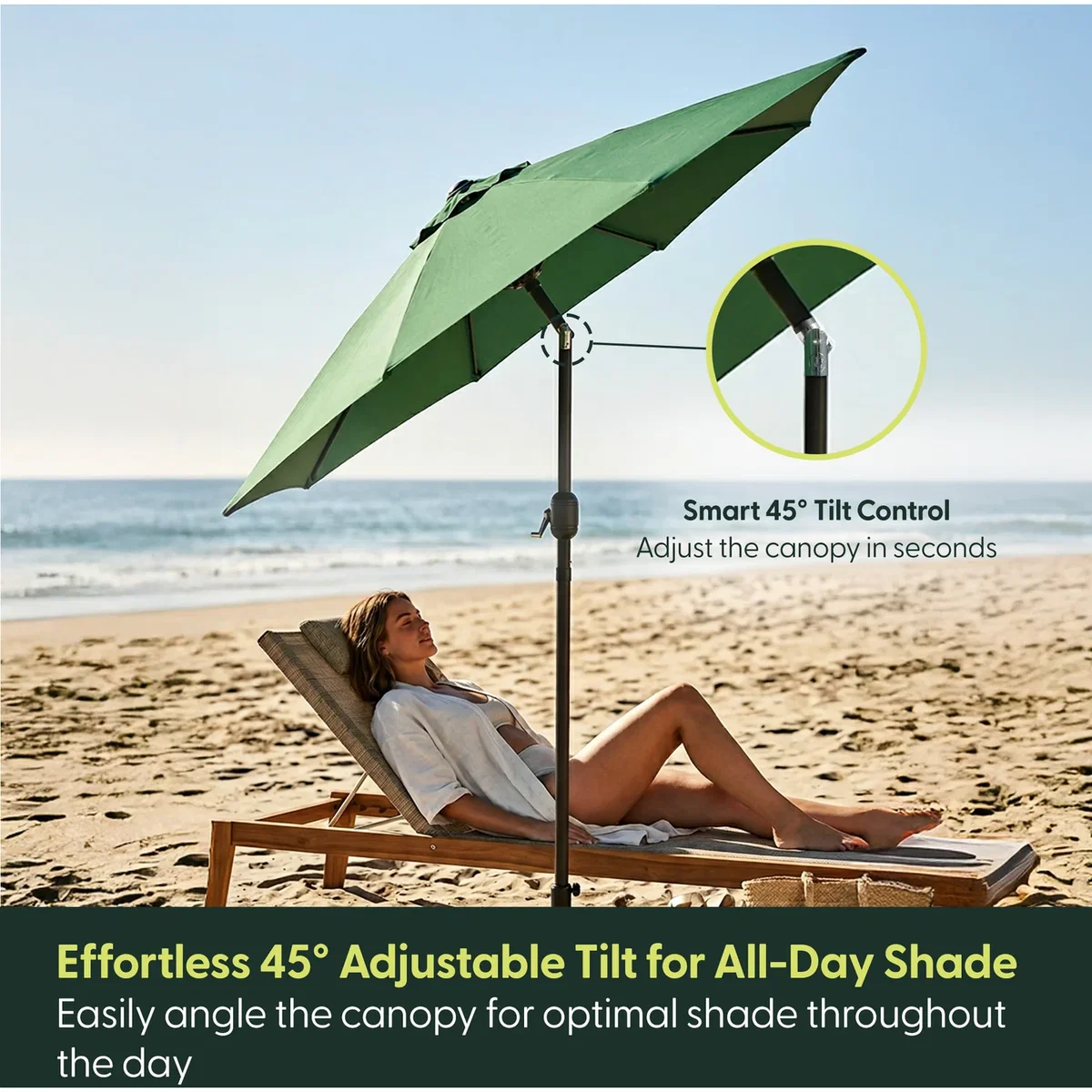 Keplin 2.3M Tilting Parasol Umbrella – Crank & Tilt Sunshade with Protect Cover – image 4