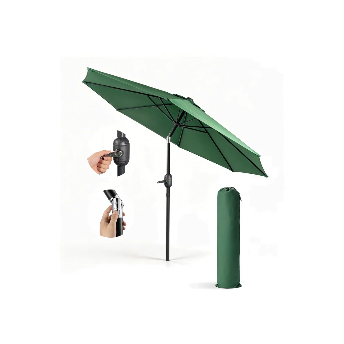 Keplin 2.3M Tilting Parasol Umbrella – Crank & Tilt Sunshade with Protect Cover – image 1