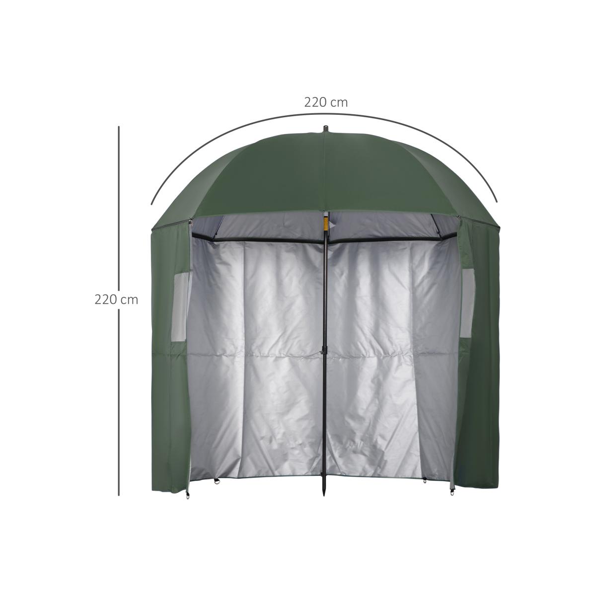 2m Beach Parasol Fishing Umbrella Brolly with Sides - Green – image 1