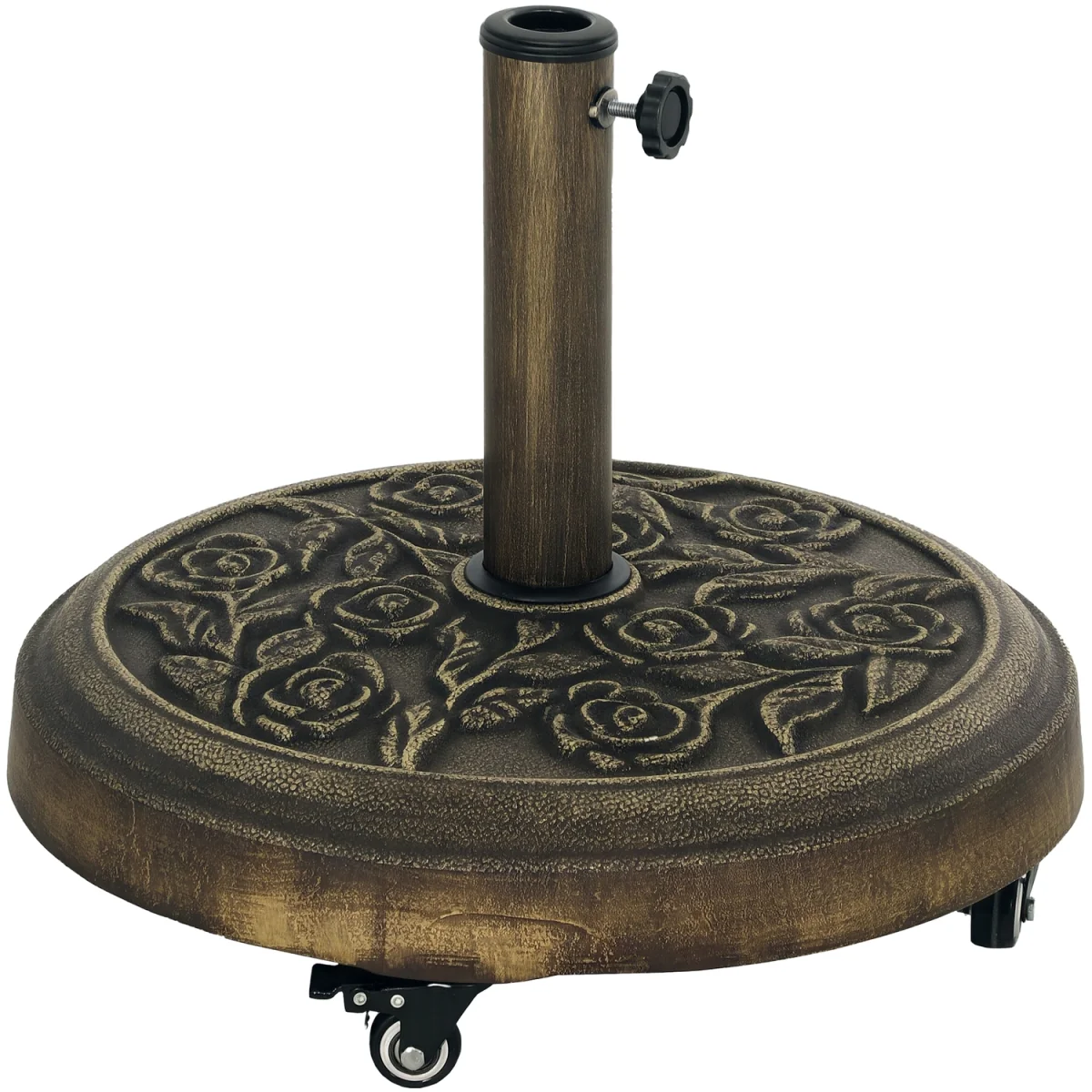 Outsunny Parasol Base Umbrella Base with Wheels 21KG Cast Iron Effect - Bronze Tone – image 9
