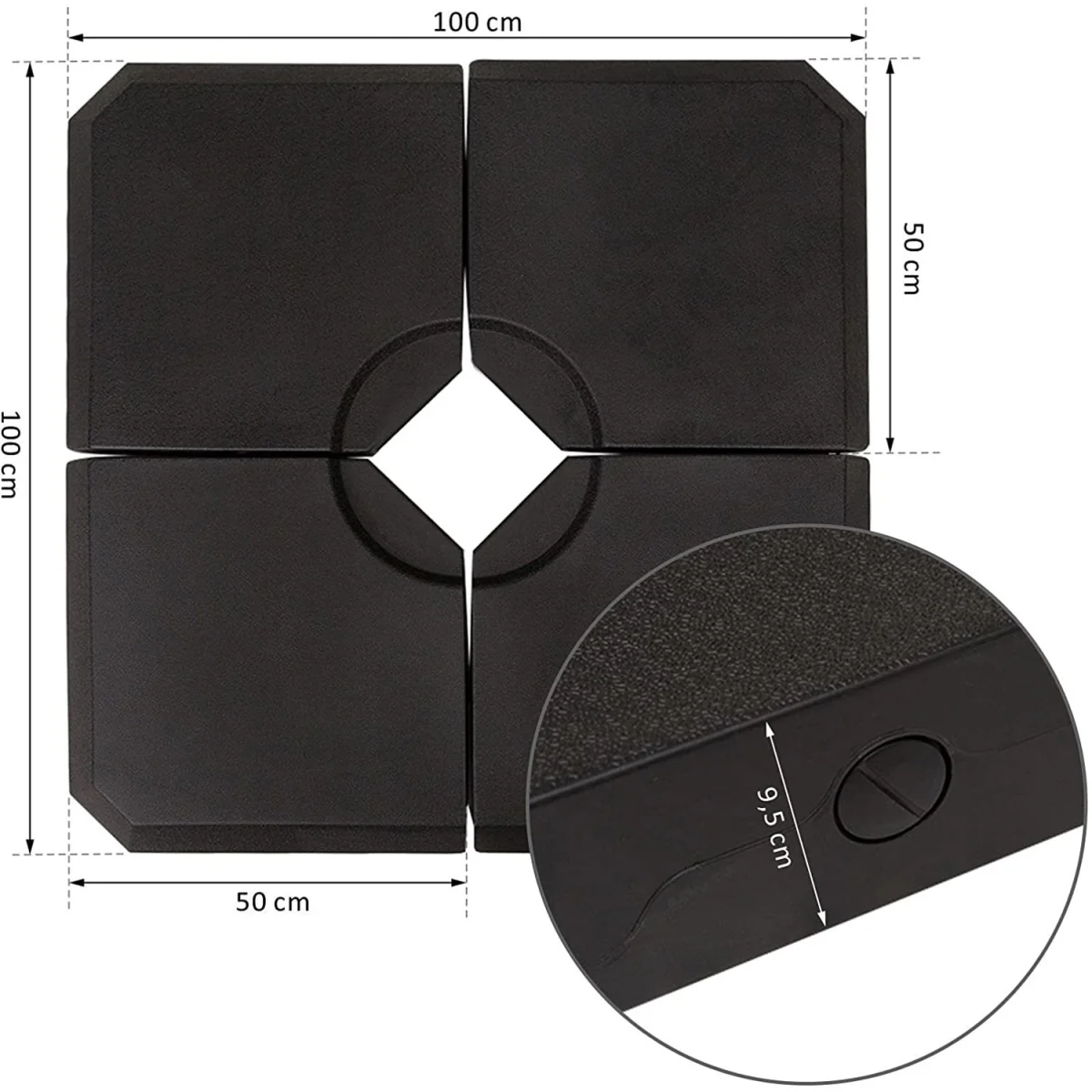 Square Portable Sand or Water Fillable Parasol Base - Black – image 3