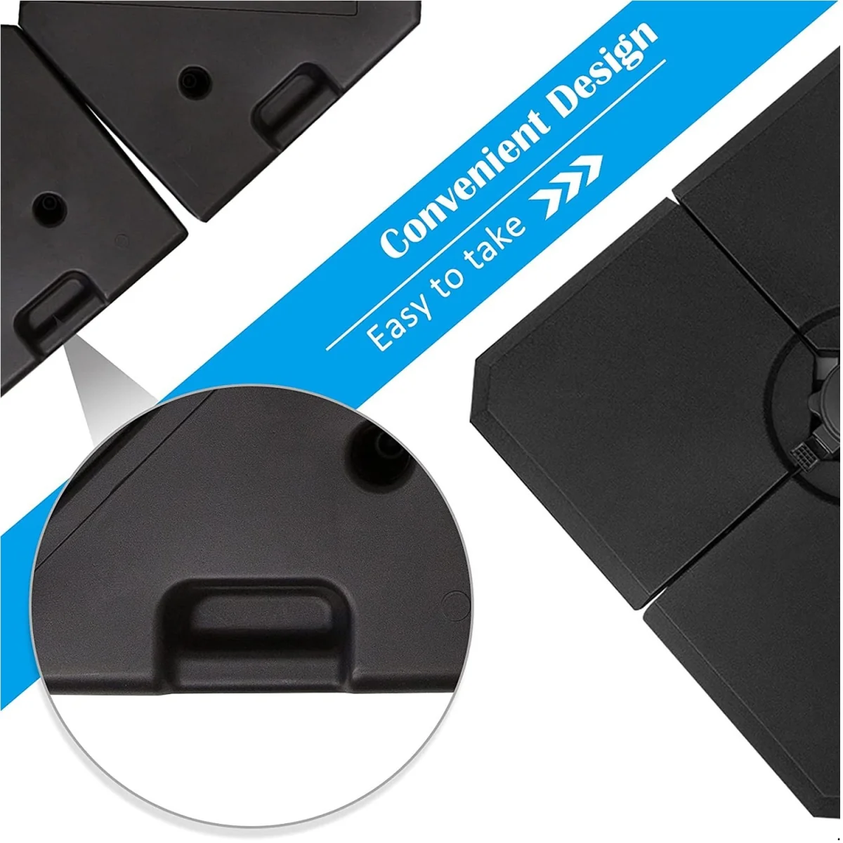 Square Portable Sand or Water Fillable Parasol Base - Black – image 4