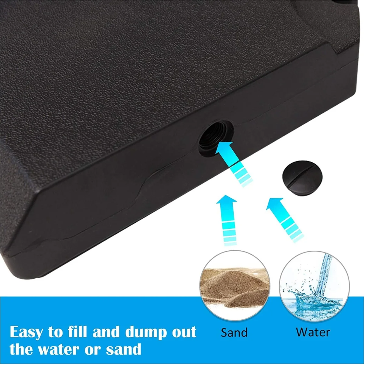 Square Portable Sand or Water Fillable Parasol Base - Black – image 6