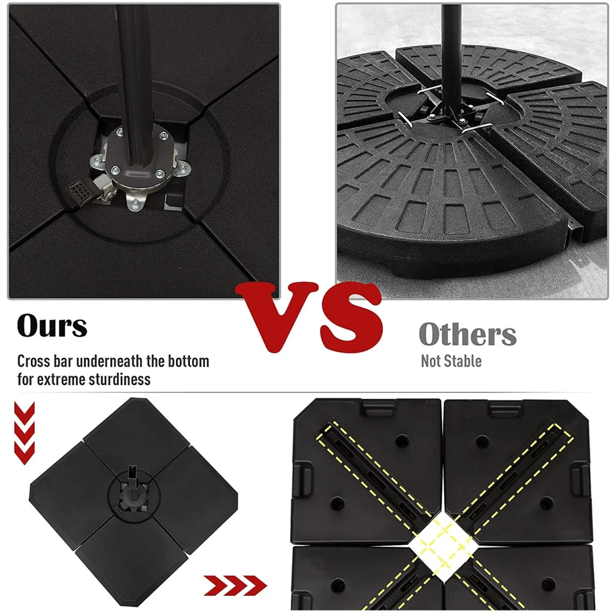 Square Portable Sand or Water Fillable Parasol Base - Black – image 7